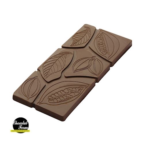 Chocoladevorm tablet 50 gr bladeren en cacaoboon