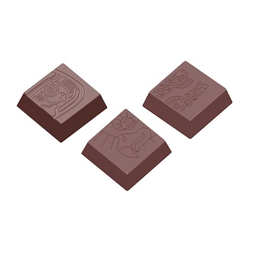 Chocoladevorm maya praline vierkant 3 fig.