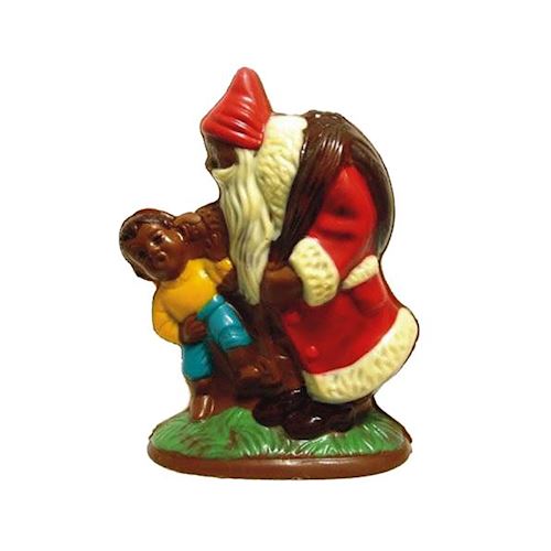 Chocoladevorm kerstman met jongen 150 mm