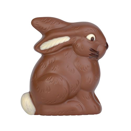 Chocoladevorm zittend konijn + flaporen 100 mm