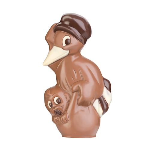 Chocoladevorm ooievaar "Tom" + baby 130 mm