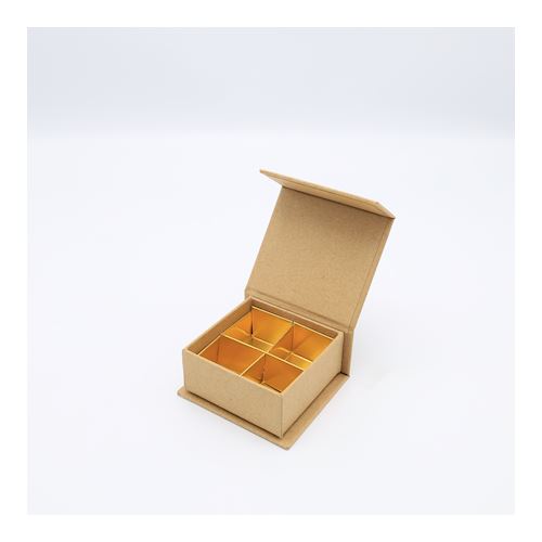 Luxe magneetdoos kraft voor 4 pralines - 24 pcs