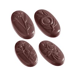 Chocoladevorm bloemkarak ovaal 5 fig.