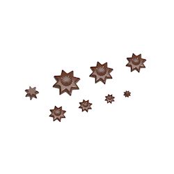 Chocoladevorm assortiment sterren voor kerstboom 8 fig.