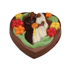 Chocoladevorm hart bruidspaar bonbo