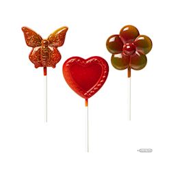 Chocoladevorm lolly vlinder + bloem + hart